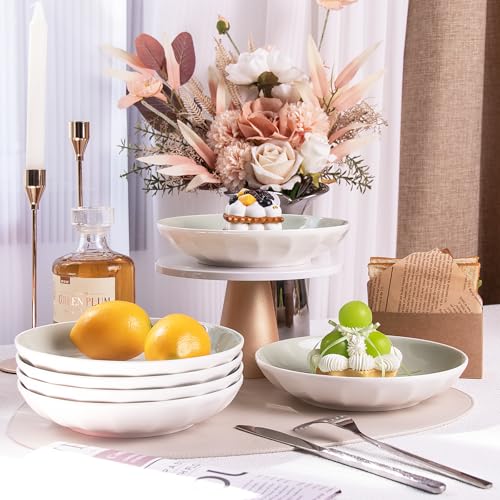 Anveena 8-inch Ceramic Salad Plate Set, Mint Green Flatware, 6-piece | Microwave, oven, and dishwasher safe, scratch-resistant and wear-resistant - color: cream green, size: 8inch