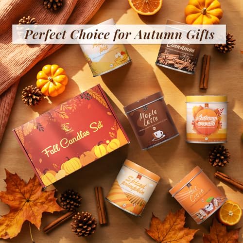 6Pack/54oz Non-Toxic Scented Candle Set, Fall Winter Candles, Decorative Holiday Candles for Women Men, 9oz Apple/Cinnamon/Pumpkin/Vinilla/Cocoa/Maple Soy Christmas Scented Candle for Holiday Gifts - size: 6 Pack 9oz