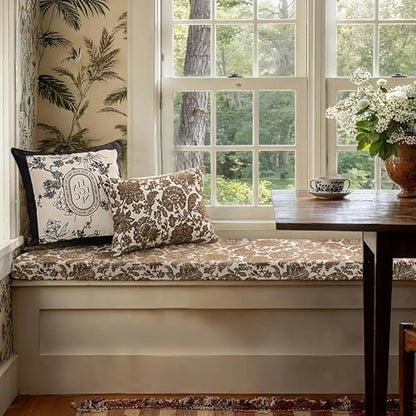 Custom Bay Window Cushion, Jacquard Chenille Window Seat Cushion, Customized Window Sill Seat Cushion, Bench Seating Foam Cushions for Indoor Furniture, Dining Room, Mudroom, Breakfast Nook, Anti-Cat - color: [Cotton Linen] - Light Gray