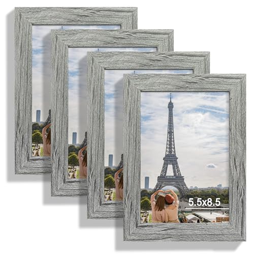 Hongkee 5.5 x 8.5 Diploma Frame Set of 4, Made of Real Glass and Grey Frame, 5.5 by 8.5 Photo for Wall or Tabletop - color: Grey, size: 5.5x8.5 in