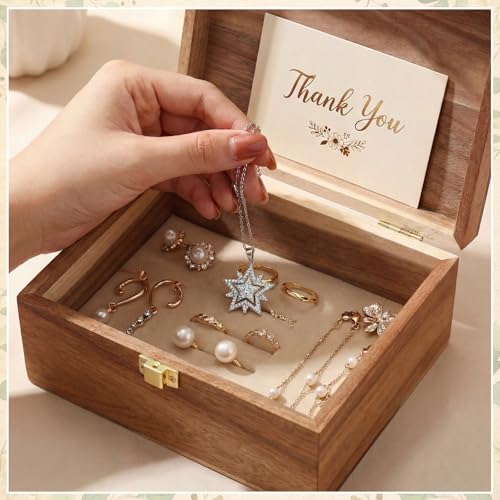 Novabright 3 Pcs Wooden Keepsake Box with Lids Handmade Nesting Decorative Treasure Chest Box Decorative Storage Containers Gift Ideas for Men & Women Jewelry Rings Crafts Storage(Classic Style) - style: Classic Style