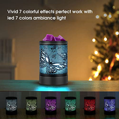 Enaroma Fragrance Wax Melts Warmer with 7 Colors LED Changing Light Scent Oil Candle Warmer for Home Office-ButterflyTimer - color: Butterfly Timer