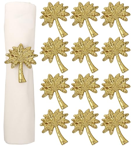 Napkin Ring Set of 12, Fall Thanksgiving Christmas Napkin Rings, Festival Metal Napkin Rings Holders, Napkin Ring Bulk for Wedding, Party, Elegant Table Settings Gift Ideas (Gold) - ALPHA Living HOME - color: Old Gold, size: 12- Pack