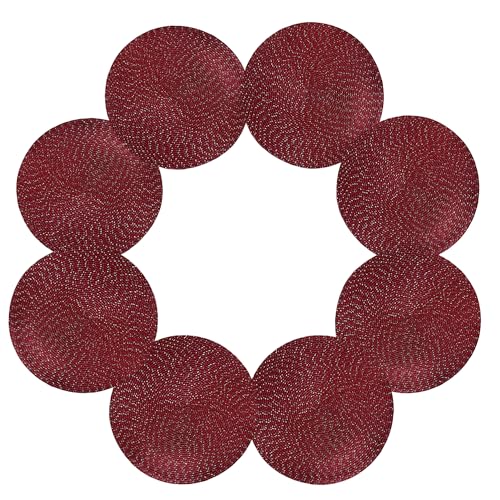 Youyi Better Lifes 15 inch Round Braided Placemats Set of 8 Washable Durable Woven Placemats Non-Slip Red Table Mats for Dining Tables Home Decor - size: set of 8