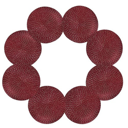 Youyi Better Lifes 15 inch Round Braided Placemats Set of 8 Washable Durable Woven Placemats Non-Slip Red Table Mats for Dining Tables Home Decor - size: set of 8