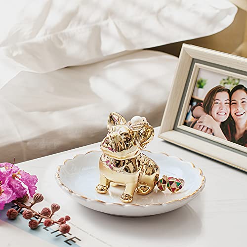 PUDDING CABIN Bulldog Ring Holder Dish, Gifts for Mom Valentines, Birthday Gift for Women Friend Girls Aunt Mothers Day Bridesmaid Wedding Engagement Xmas Gifts, Dog Mom Gifts for Women - style: Bulldog