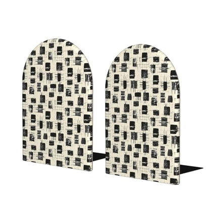 Torn Abstract Geometric Shapes Print Book Ends, 1 Pair Sturdy Wooden Bookends for Shelves Heavy Duty Non-Slip Wood Bookend for Home Office Library School Study Decoration