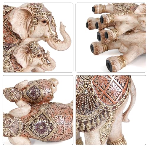 Elephant Statues for Home Decoration, Mom and Baby Elephant Decor for Living Room, Shelf, Good Luck,Family, Elephants Figurine, Gifts for Mother Women Grandma Birthday Holiday Celebrations