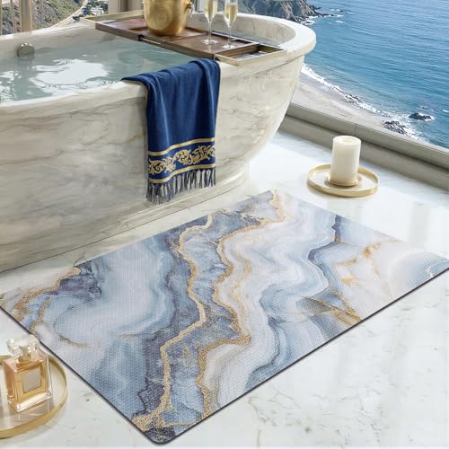 Color&Geometry Beach Bathroom Rugs,Ocean Bath Mat,Coastal Bathroom Rug | 43"x24" Washable Bath mats for Bathroom,Bath Mat Quick Dry Low Pile Bathroom Rug for Bathtub and Shower Floor - color: Costal, size: 24"x43"