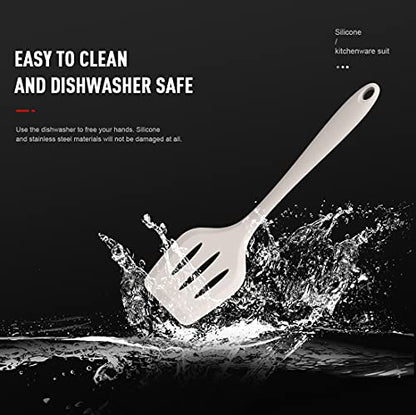 AOTHOD Silicone Cooking Utensils Set - 446°F Heat Resistant Kitchen Utensils,Turner Tongs,Spatula,Spoon,Brush,Whisk,Kitchen Utensil Gadgets Tools Set for Nonstick Cookware,Dishwasher Safe (BPA Free) - color: Khaki
