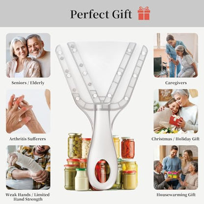 Jar Opener for Weak Hands & Seniors with Arthritis – Easy Twist-Off Lid & Bottle Opener – Ergonomic Non-Slip Handle, Unique Kitchen Gadget & Ideal Christmas Gift for Elderly, Women & Men (Transparent) - color: Transparent