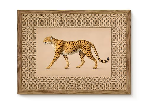 Vintage Framed Cheetah Canvas Wall Art Trendy Leopard Pictures 12×16 Inch | Wildlife Decor Aesthetic, Funky Animal Prints Decor, Safari Painting Artwork for Living Room Bedroom Home Decoration - color: Cheetah, size: 16"L x 12"W