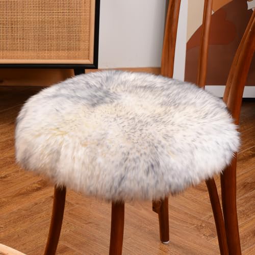 LLB Sheepskin Chair Pads - Office & Dining Room Chair Cushions (16.5" Round, Pack of 1), Grey - color: Grey Tip, size: Round 16.5" (Pack of 1)