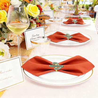 Cactus Mexican Napkin Rings Set of 6 Tropocal Prickly Pear Mexico Napkin Holders for Christmas New Year Cinco De Mayo Holiday Gatherings Desert Wedding Beach Party Dinner Table Decor - style: Cactus