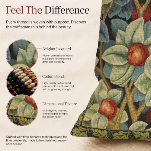 William Morris Orange Tree Tapestry Throw Pillow Cover 18 x 18 in - color: Black William