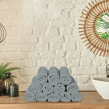 Utopia Towels 12 Pack Premium Wash Cloths, 12x12 in, 100% Cotton, Cool Grey | Highly Absorbent Soft Feel Lightweight Washcloths - Premium Ring Spun Cotton, Ideal for Bathroom, Spa, Gym & Face - color: Cool Grey