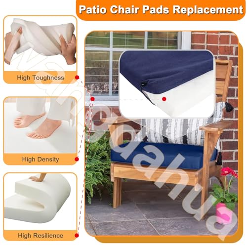 Outdoor Chair Cushions Set of 2 16x16 In, Waterproof Fade Resistant Patio Furniture Cushions, 2 In Thick Sofa Couch Seat Cushion Replacement, Square Chair Pads w/ Ties and Washable Cover, Lake Blue - color: Lake Blue, size: 16x16x2 in