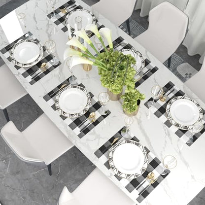 Black & White 2 Side Cotton Buffalo Check Placemats Set of 4 Heat Resistant Dining Table Place Mats for Kitchen Table, 12 x 18 inches - color: Plaids Black & White, size: Rectangular Placemats 12" x 18"