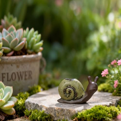 Cute Ceramic Garden Figurines Statue Set of 3 Turtle,Snail, Squirrel, Sculptures Ornaments for Home Office Desk Table Bookshelf Decor and Gifts