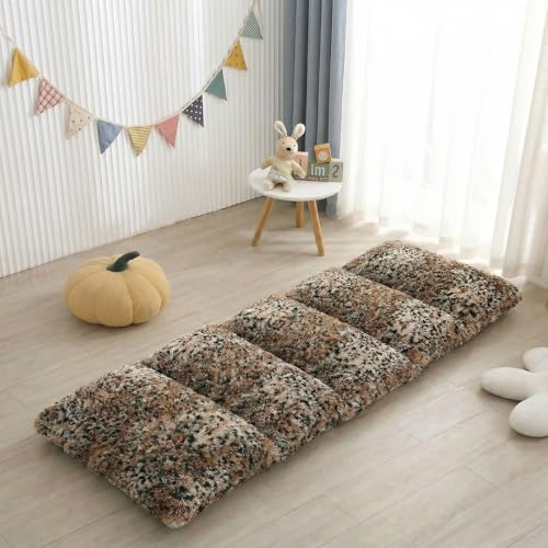 Mengersi Velvet Floor Pillows,Faux Fur Tie Dye Pillow Bed Floor Lounger Cover,Sleeping Mat for Kids Teen Toddler,Pillow Lounger for Reading Playing Games Party,Requires 5 Pillows(King,Leopard) - color: Leopard, size: King(Cover Only)