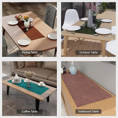 Encasa XO Table Runner 2 Seater, Soft Chenille 13"x36" | Sand, Woven Rib Texture | Machine Washable | Colorfast & Shrink Resistant | Durable Polyester Yarns - color: Sand, size: 13x36 in