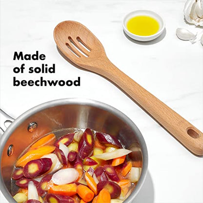 OXO Good Grips Wooden Utensil Set for Cooking, 3-Piece | Solid Beechwood Spoon, Slotted Spoon, And Turner, Heat-Resistant, Comfortable Non-Slip Grip, Everyday Cooking - style: Utensil Set