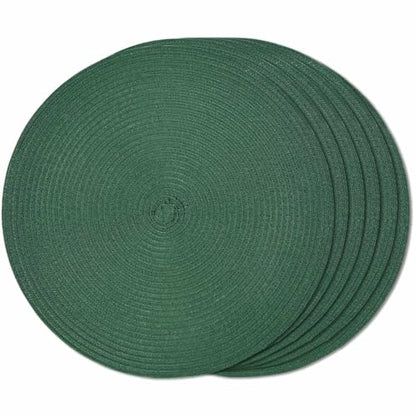 FunWheat Round Braided Placemats Set of 6 Place mats for Dining Tables Woven Heat Resistant Table Mats 15 inch (Dark Green) - color: Solid Dark Green, size: 6pcs