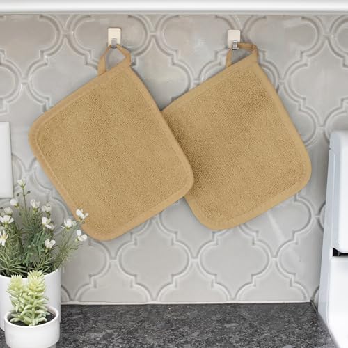 RITZ Terry Potholder & Hot Pad: Unparalleled Heat Resistant, Durable 100% Cotton – Ergonomically Designed for Optimal Grip – Easy-Care Machine Washable – 2-Pack, Straw - color: Straw, size: 2-Pack