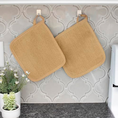 RITZ Terry Potholder & Hot Pad: Unparalleled Heat Resistant, Durable 100% Cotton – Ergonomically Designed for Optimal Grip – Easy-Care Machine Washable – 2-Pack, Straw - color: Straw, size: 2-Pack