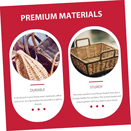 ORFOFE 5pcs Handwoven Rattan Hanging Baskets Nest Shape Decorative Storage Baskets Handles Stylish Wall Decor for Home and Office Organization
