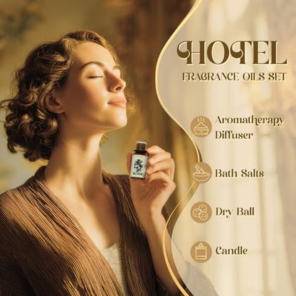 Soulorigin Hotel Fragrance Oils Set, Essential Oil Gift Set for Diffuser, Hotel Scent Diffuser Oil, Diffuser Scents Oil for Home, White Tea, Jasmine Mint, Sandalwood, Luxury Night, Seaside, Myway - color: Hotel