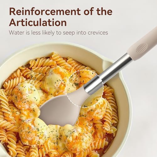 NCUE 35 Pcs Silicone Cooking Utensils Set BPA Free 446°F Heat Resistant | Stainless Steel Handles Kitchen Utensils Set, Thickened Heads Silicone Grips Nonstick Dishwasher Safe for Baking Housewarming - color: Khaki