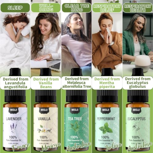 Essential Oils Set-MISIJI Essential Oils for Diffuser for Home,Diffuser Oils Scents for Aromatherapy,Candle&Soap Making,Laundry,Humidifiers 10 Scents Blissful - color: Blissful