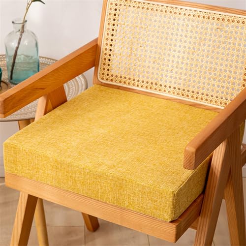 Reyox Recliner Cushion for Armchair 2" Thick Yellow 16" x 16" | Removable Cotton Linen Cover, Non Slip Square Chair Cushion, Thicken Foam Chair Pads for Long Sitting - color: 2" Thick Yellow, size: 16" x 16"