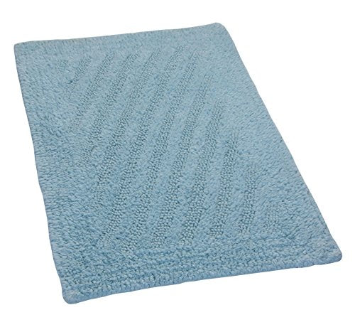 Textile decor USA Castle Hill 100% Cotton Linear Reversible Bath Rug 17x24 Light Blue