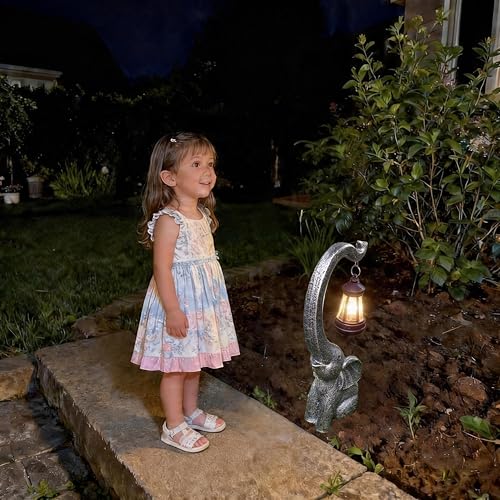 IVCOOLE Elephant Statue, Elephant Garden Statue with Solar Light, Elephant Decor, Outdoor Elephants Statue, Elephants Gifts for Mom