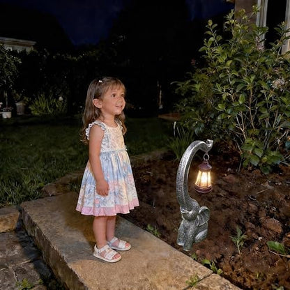IVCOOLE Elephant Statue, Elephant Garden Statue with Solar Light, Elephant Decor, Outdoor Elephants Statue, Elephants Gifts for Mom