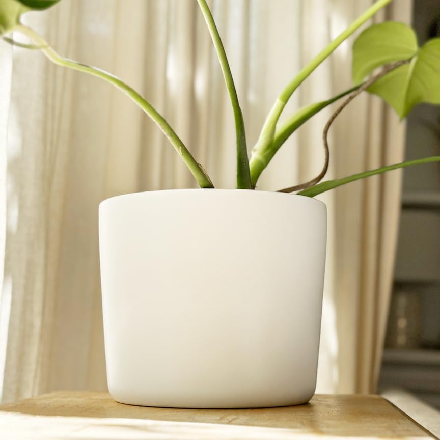 9 Inch Matte White Ceramic Planter with Drainage - Ceramic Plant Pots for Indoor, White Indoor Planter, Flower Pot, 9 Inch Plant Pot
