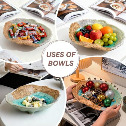 Fruit Bowl,12" Decorative Bowl,Ceramic Christmas Bowl,Jewelry and Key Holder for Modern Farmhouse Décor,Room Decor,Entryway Decor Bowls