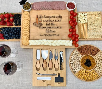 Luxury Custom Cheese Board & Knife Set – Personalized Bamboo Charcuterie Board – Perfect Thanksgiving, Wedding & Housewarming Gift - color: Design #26