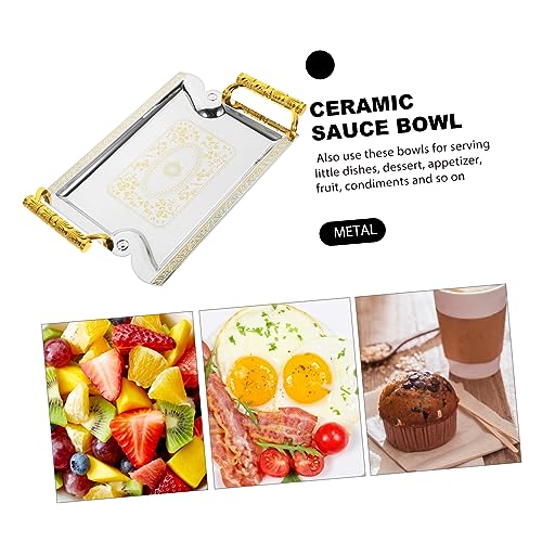 STOBAZA Metal Dessert Tray with Handle Decorative Fruit Serving Platter 12-inch Food Organizer for Parties Cafes and Restaurants for Desserts and Snacks
