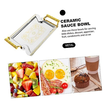 STOBAZA Metal Dessert Tray with Handle Decorative Fruit Serving Platter 12-inch Food Organizer for Parties Cafes and Restaurants for Desserts and Snacks