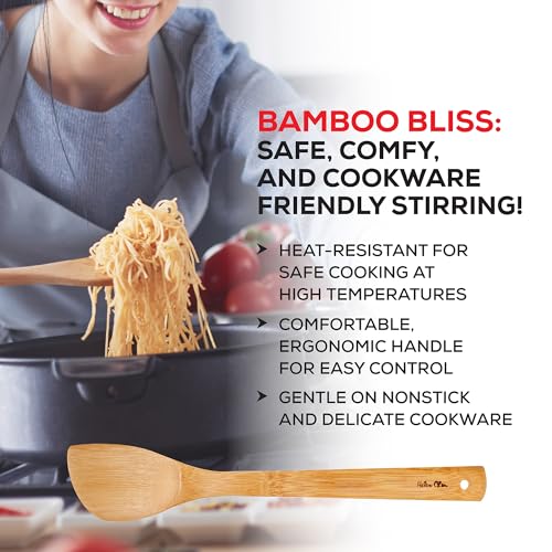 Helen’s Asian Kitchen Stir Fry Spatula and Cooking Utensil, Natural Bamboo, 15-Inch - size: 15-Inch, Solid Spatula