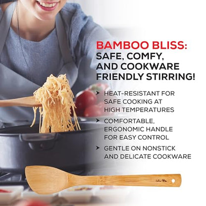 Helen’s Asian Kitchen Stir Fry Spatula and Cooking Utensil, Natural Bamboo, 15-Inch - size: 15-Inch, Solid Spatula