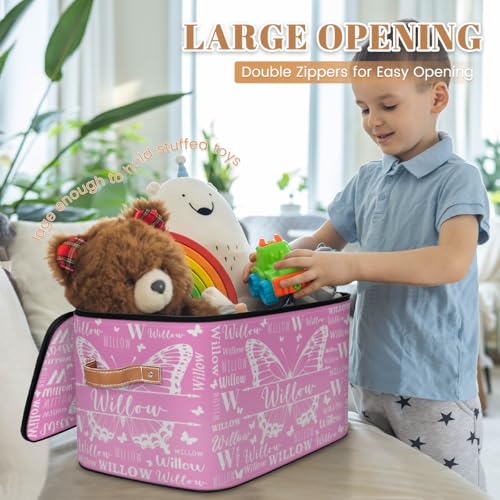 Custom Butterfly Keepsake Box, Personalized Name Gradient Memory Bin | Foldable Sturdy Large Storage Basket Containers with Handle Lid Lightweight Waterproof Dustproof, 14"L x 10.2"W x 10.4"H - color: Option 5