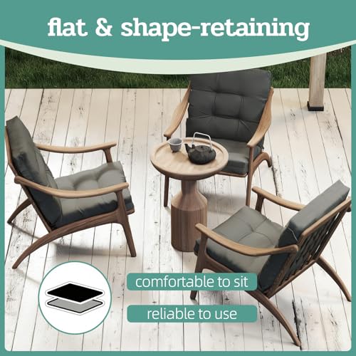 Outdoor Chair Cushions 42x21x4 Inch Set of 2, Dark Gray | Patio Cushions for Dining Rocking Chairs, High Back Soft Seat Pad with Ties, Waterproof Fade Resistant, Indoor Outside Use - color: Dark Gray