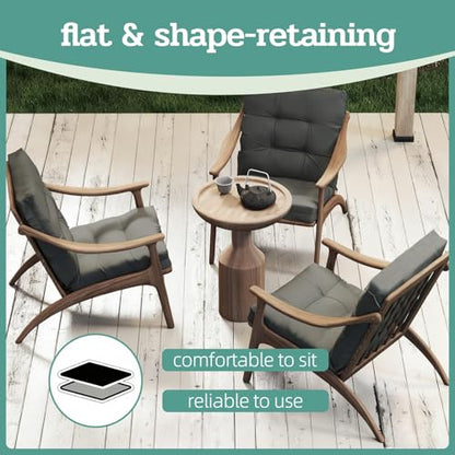 Outdoor Chair Cushions 42x21x4 Inch Set of 2, Dark Gray | Patio Cushions for Dining Rocking Chairs, High Back Soft Seat Pad with Ties, Waterproof Fade Resistant, Indoor Outside Use - color: Dark Gray