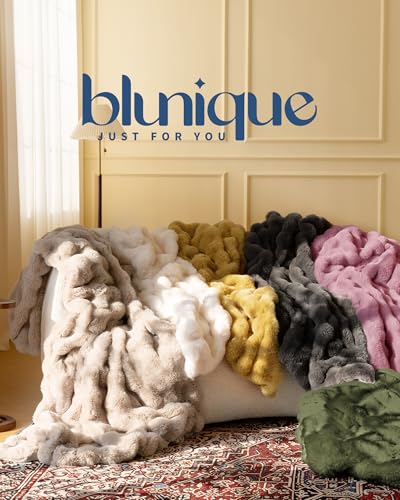 Ultra Soft Cozy Faux Fur Throw Blanket, Fuzzy Plush Thick Bubble Blanket, Oversize Luxury Fluffy Blanket for Couch, Bed, and Living Room, 60x80 Inches, Pink - color: Pink, size: Twin