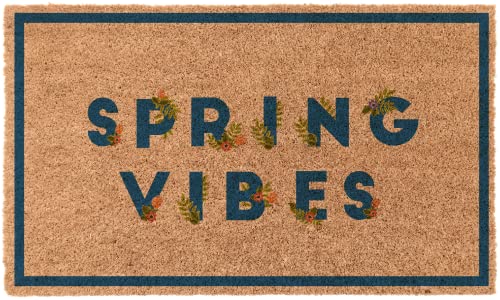 COCO MATS 'N MORE Spring Coir Doormat – Durable Coir Door Mat with Vinyl Backing, Stylish Outdoor Mat for Entryway, Porch Mat, and Front Door Mat (|18" X 30" | Spring Vibes | Made in USA) - color: Spring Vibes, size: 18" X 30"