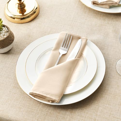Cloth Napkins Set of 6, 18 x 18 Inch, Washable Beige Dinner Napkins with Hemmed Edges for Restaurant, Wedding and Holiday - color: Beige, size: 18" x 18" (Set of 6)
